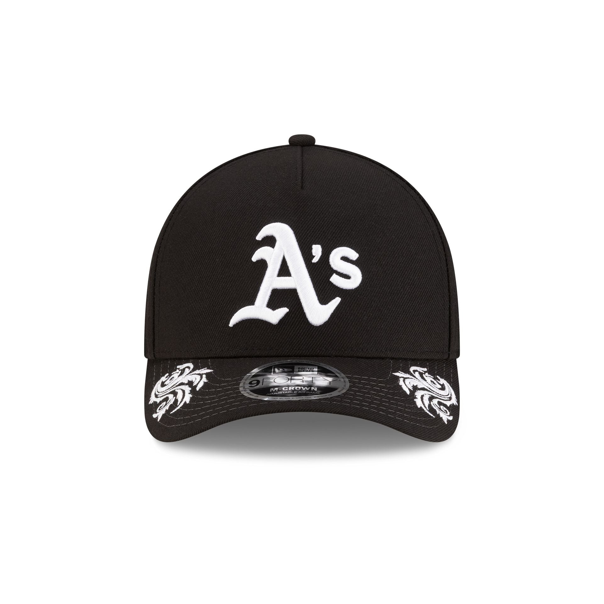 Alternative view of Athletics Script Black And White 9Forty M-Crown A-Frame Snapback Hat
