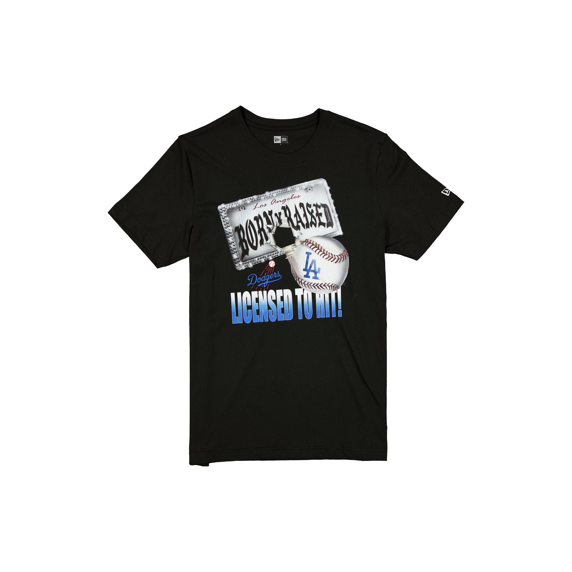 Born X Raised X Los Angeles Dodgers Licensed To Hit Black T-Shirt