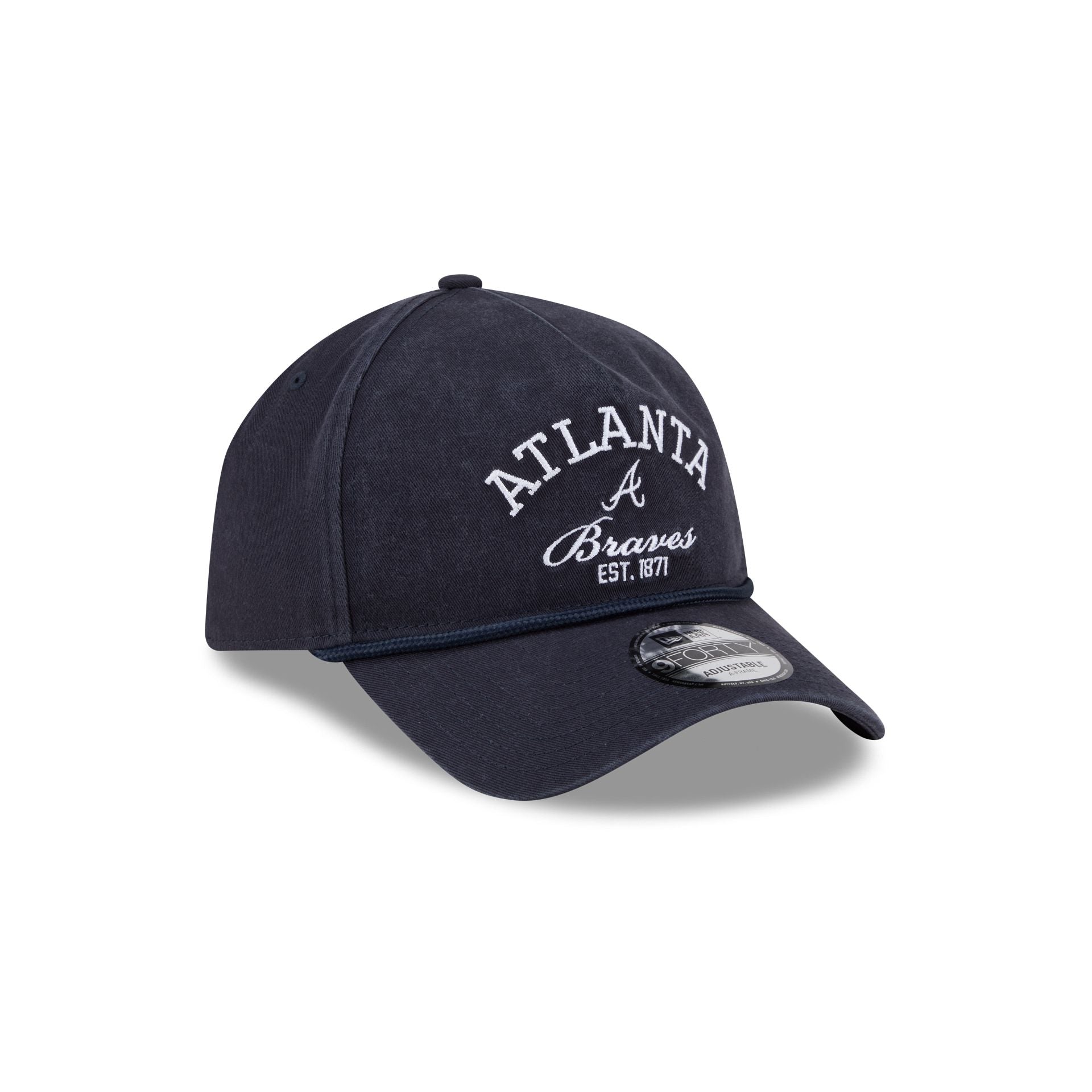Atlanta Braves Stacked Rope 9Forty A-Frame Snapback Hat - Image 3