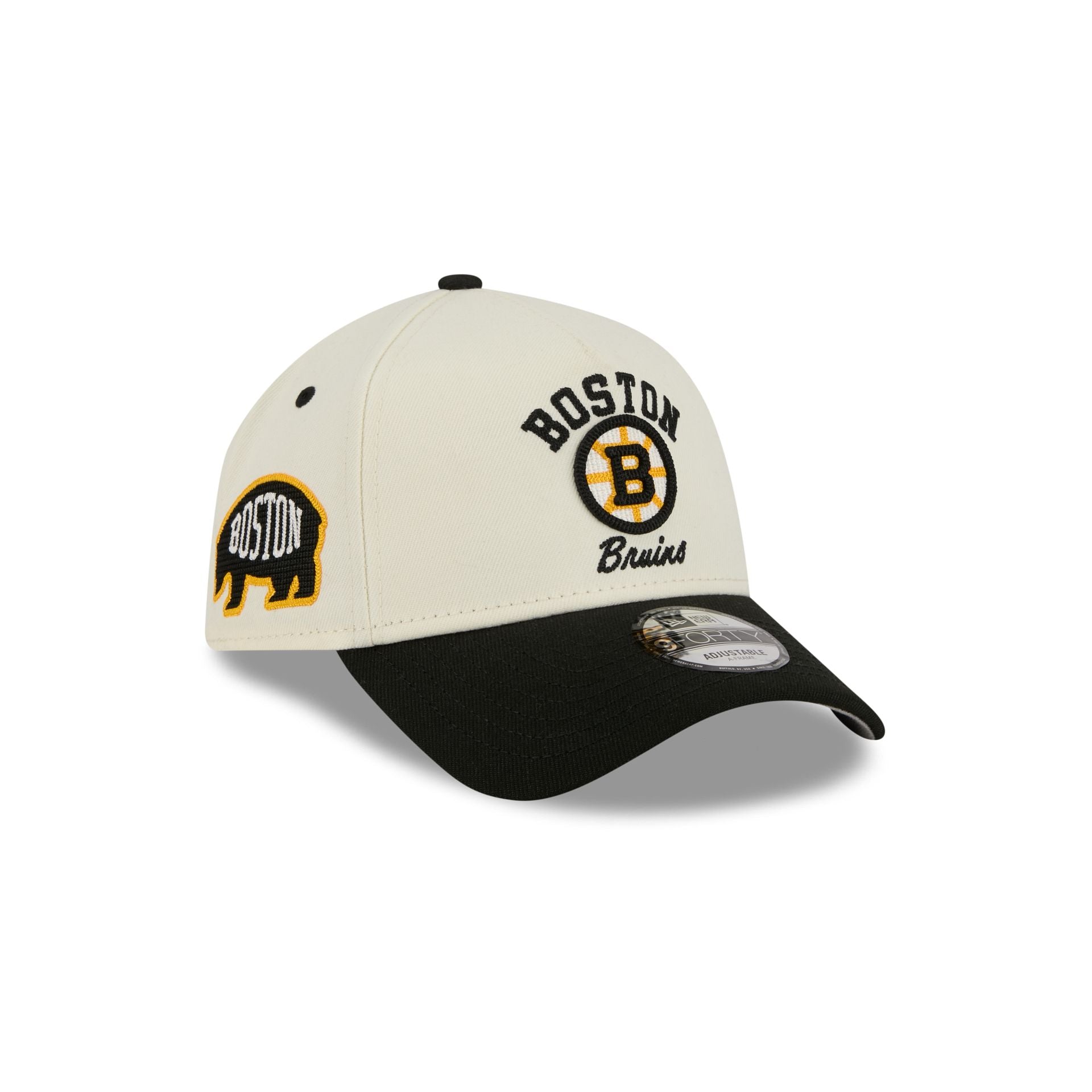 Boston Bruins Chrome White Arched 9Forty A-Frame Snapback Hat