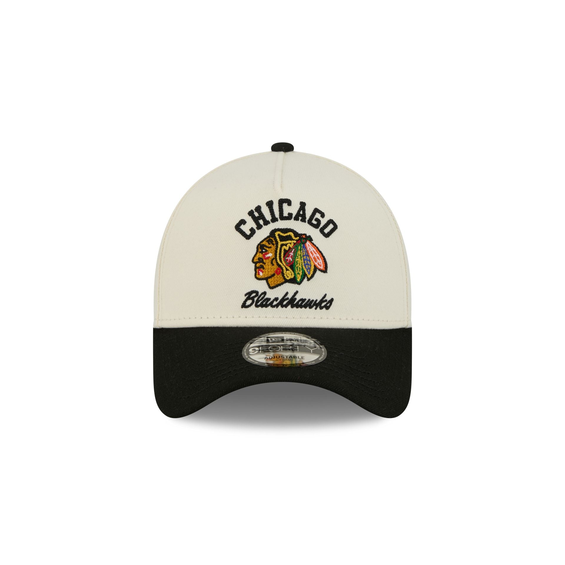 Alternative view of Chicago Blackhawks Chrome White Arched 9Forty A-Frame Snapback Hat