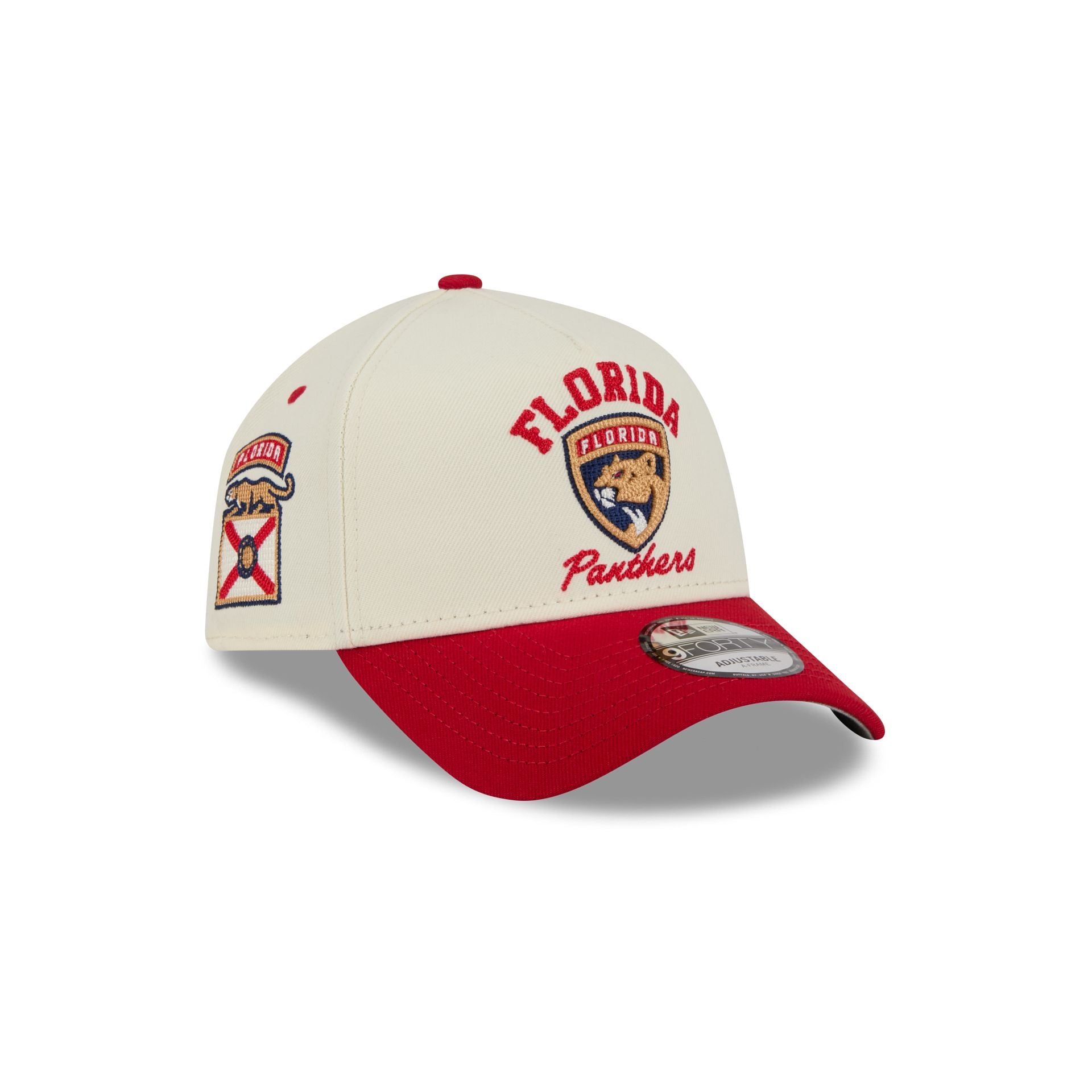 Florida Panthers Chrome White Arched 9Forty A-Frame Snapback Hat