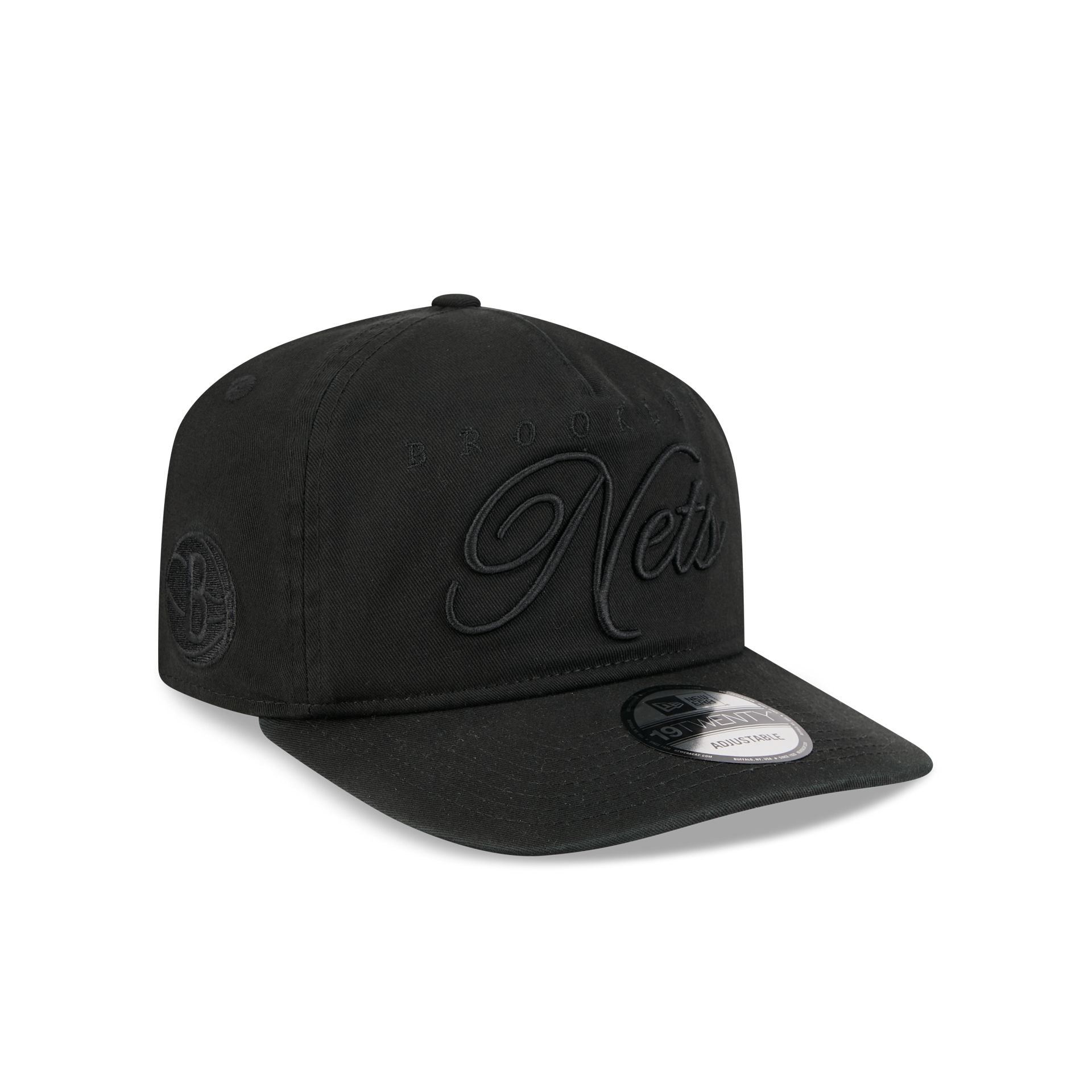 Brooklyn Nets All Black Scripted 19Twenty Adjustable Hat