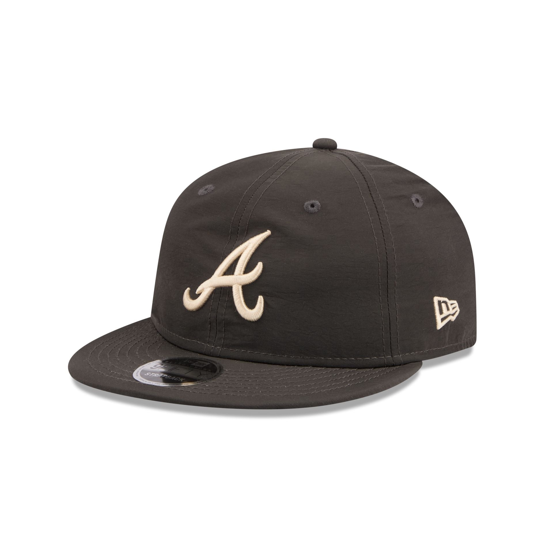 Atlanta Braves Three Looms Nylon Black Retro Crown 9Fifty Adjustable Hat