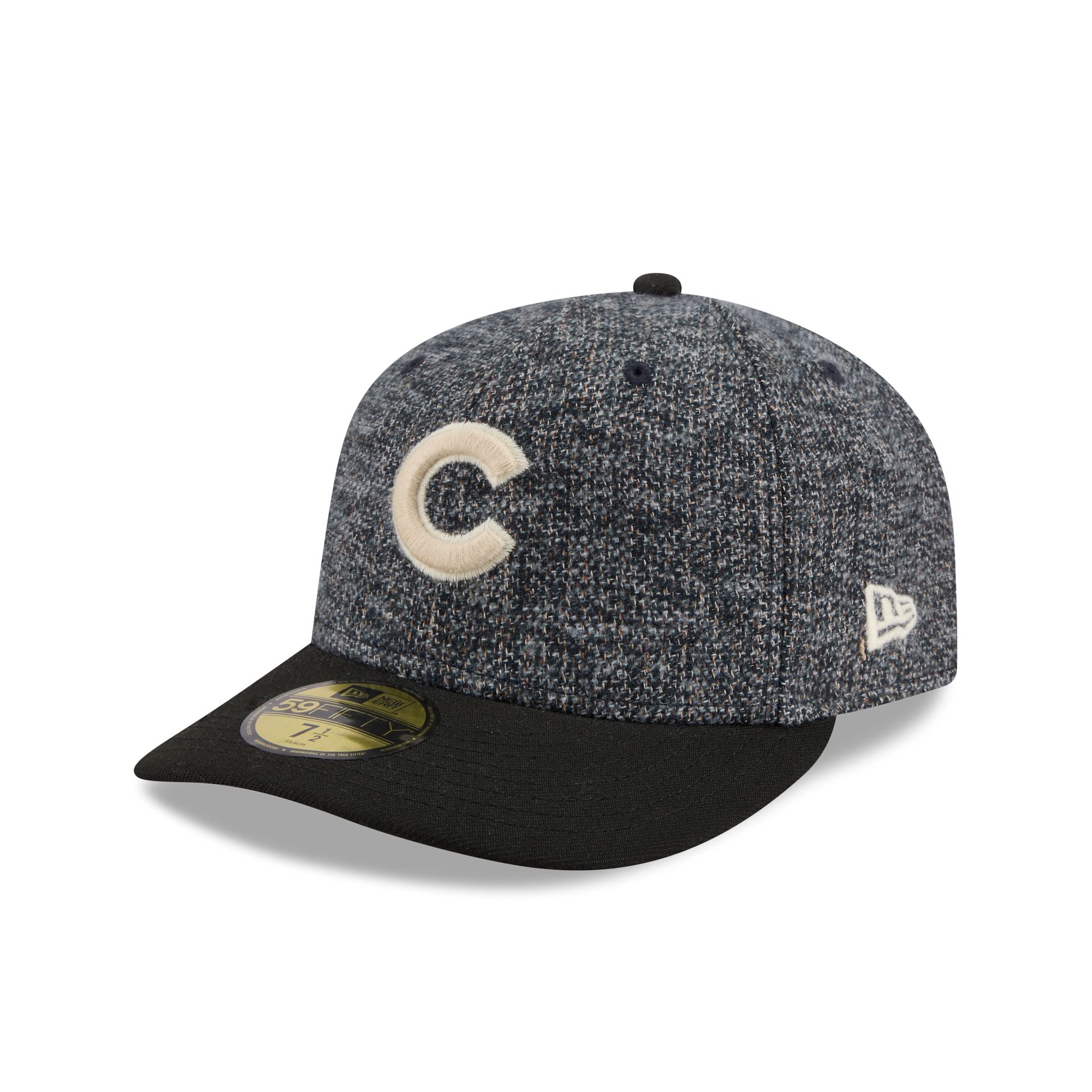 Chicago Cubs Three Looms Tweedy Cotton Black 59Fifty Fitted Hat
