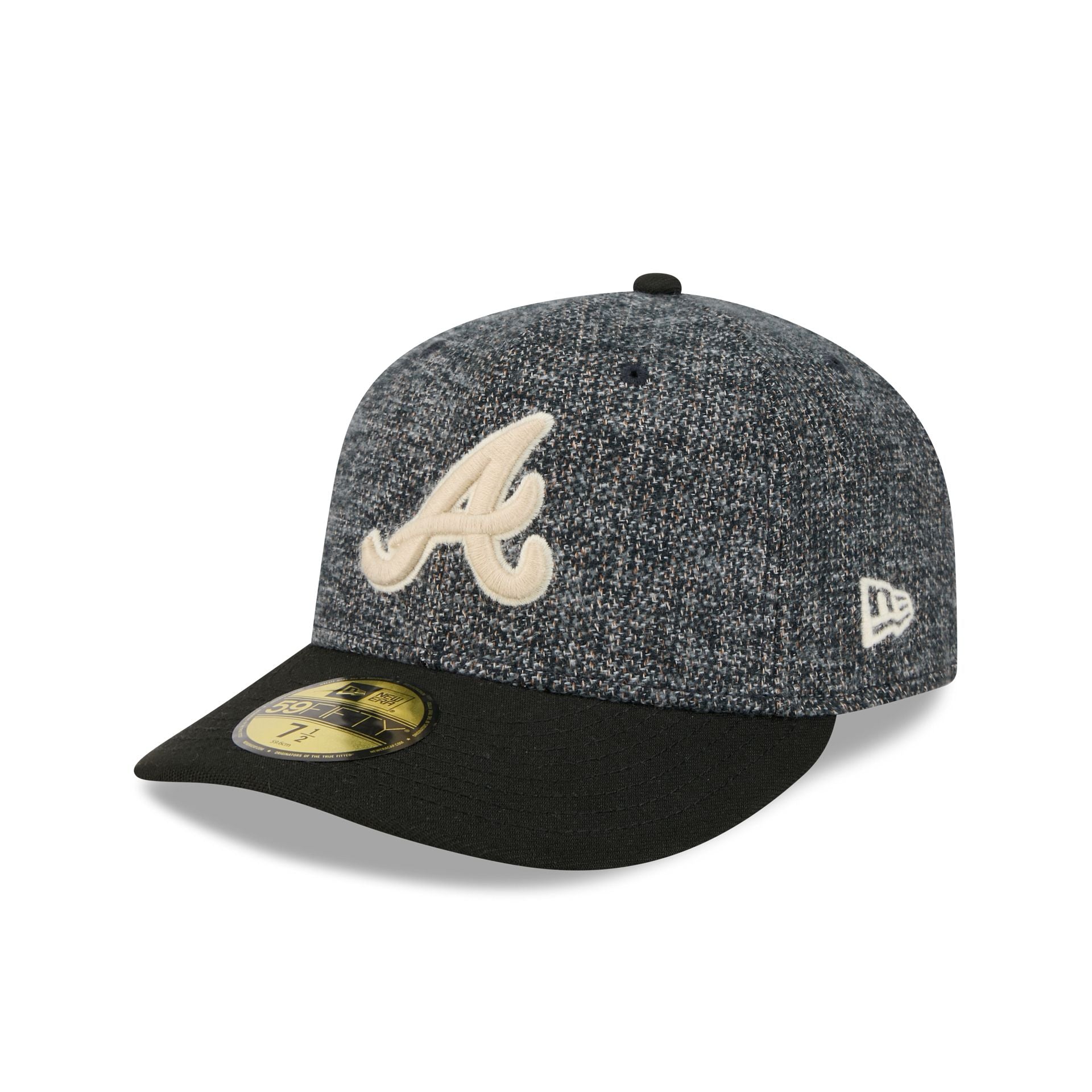 Atlanta Braves Three Looms Tweedy Cotton Black 59Fifty Fitted Hat