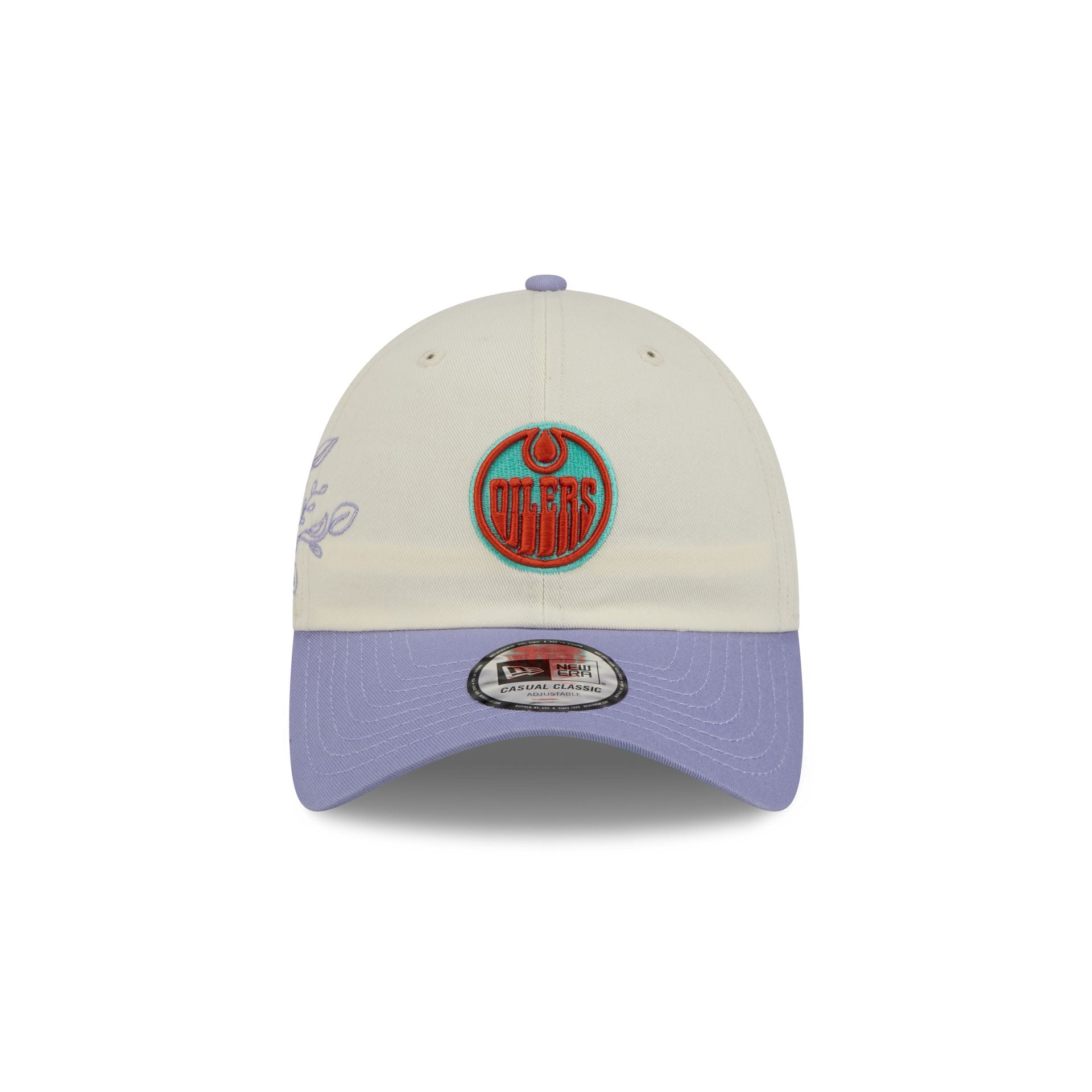 Alternative view of Edmonton Oilers Lavender Flowers Casual Classic Adjustable Hat