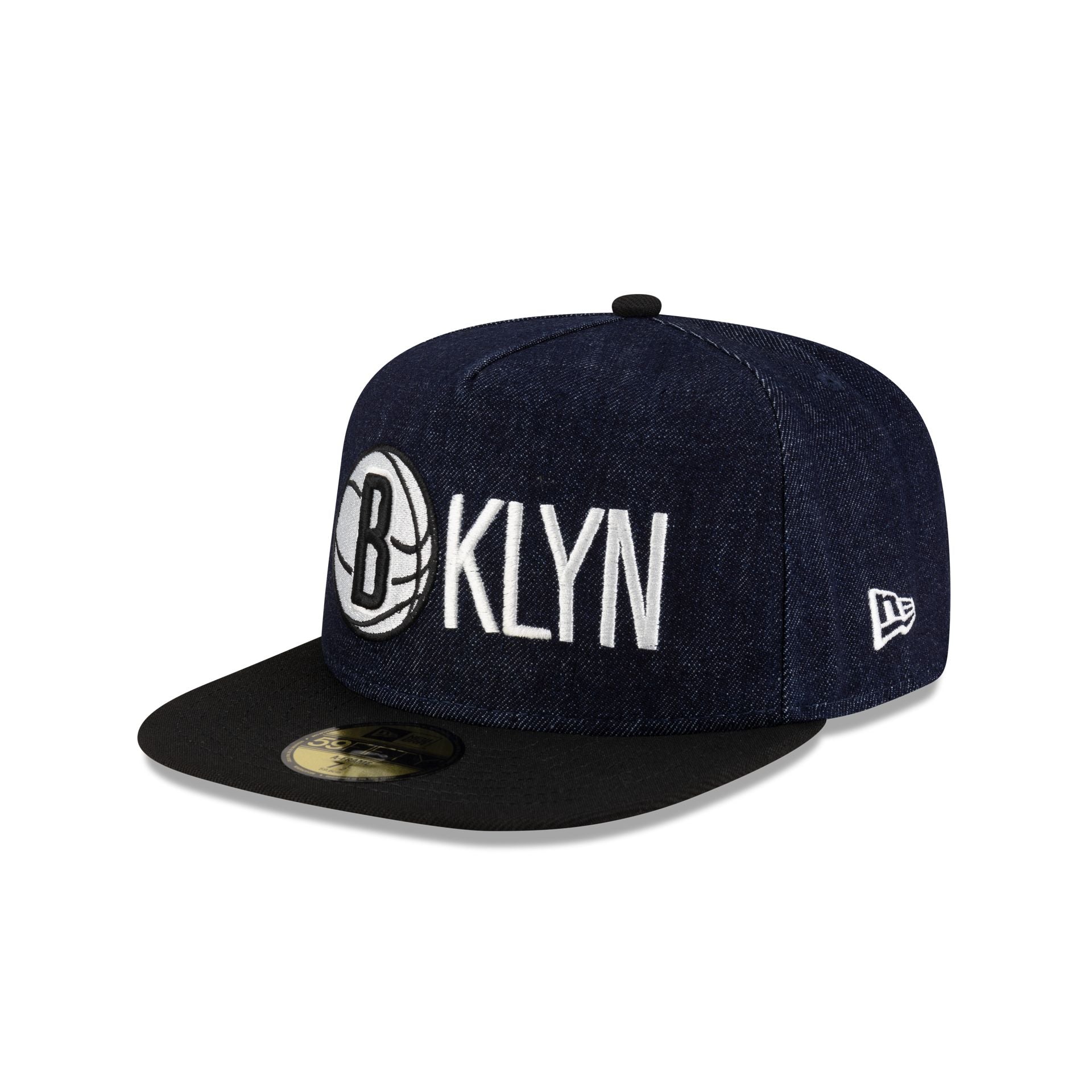 Brooklyn Nets Navy Denim 59Fifty A-Frame Fitted Hat