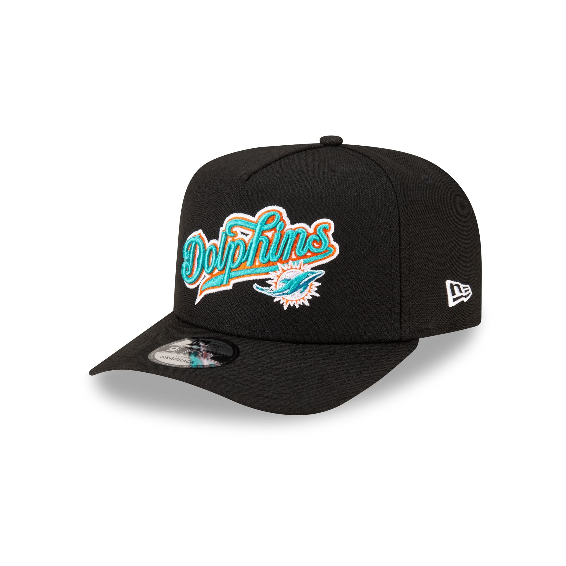 Born X Raised X Miami Dolphins Script Black 9Fifty A-Frame Snapback Hat