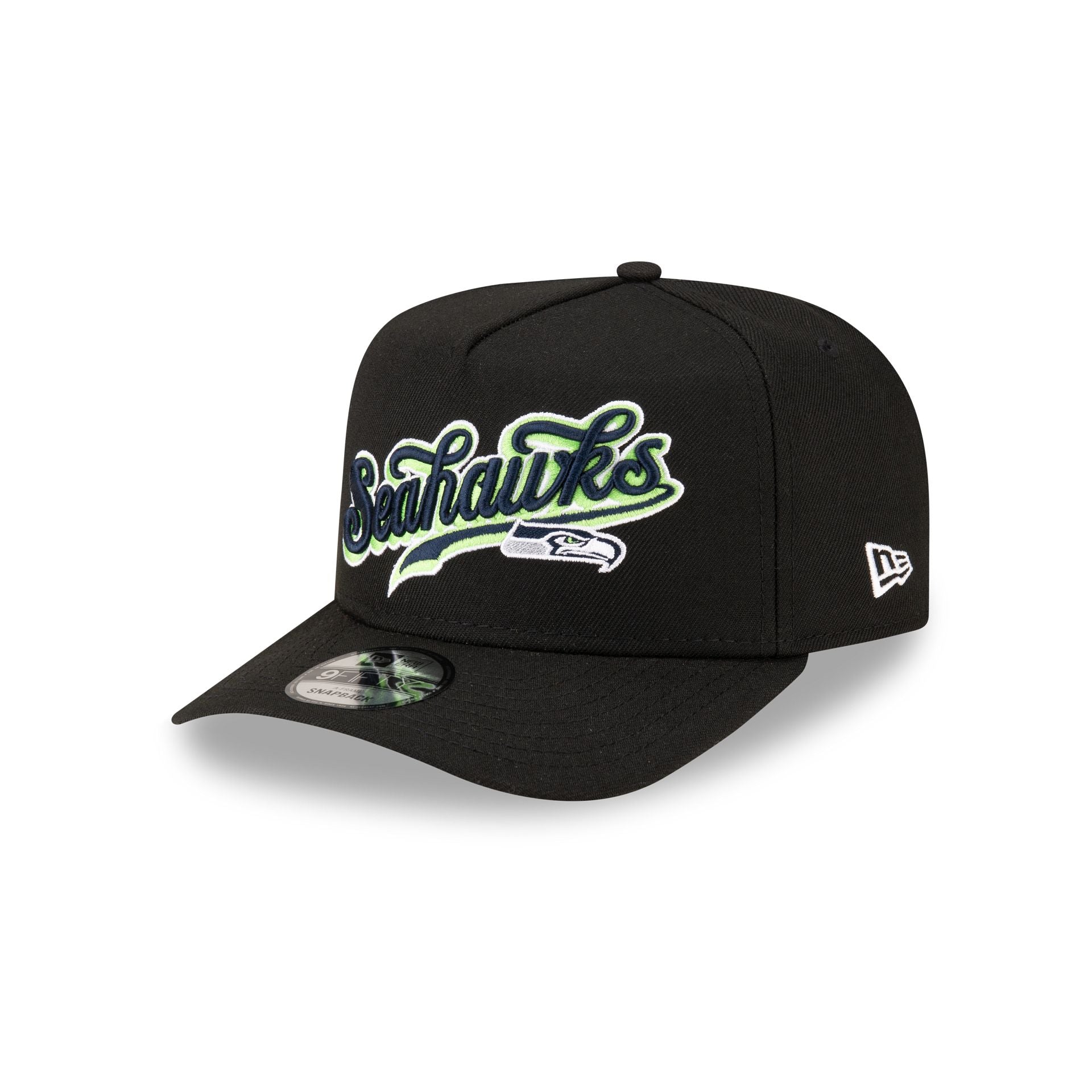Born X Raised X Seattle Seahawks Script Black 9Fifty A-Frame Snapback Hat