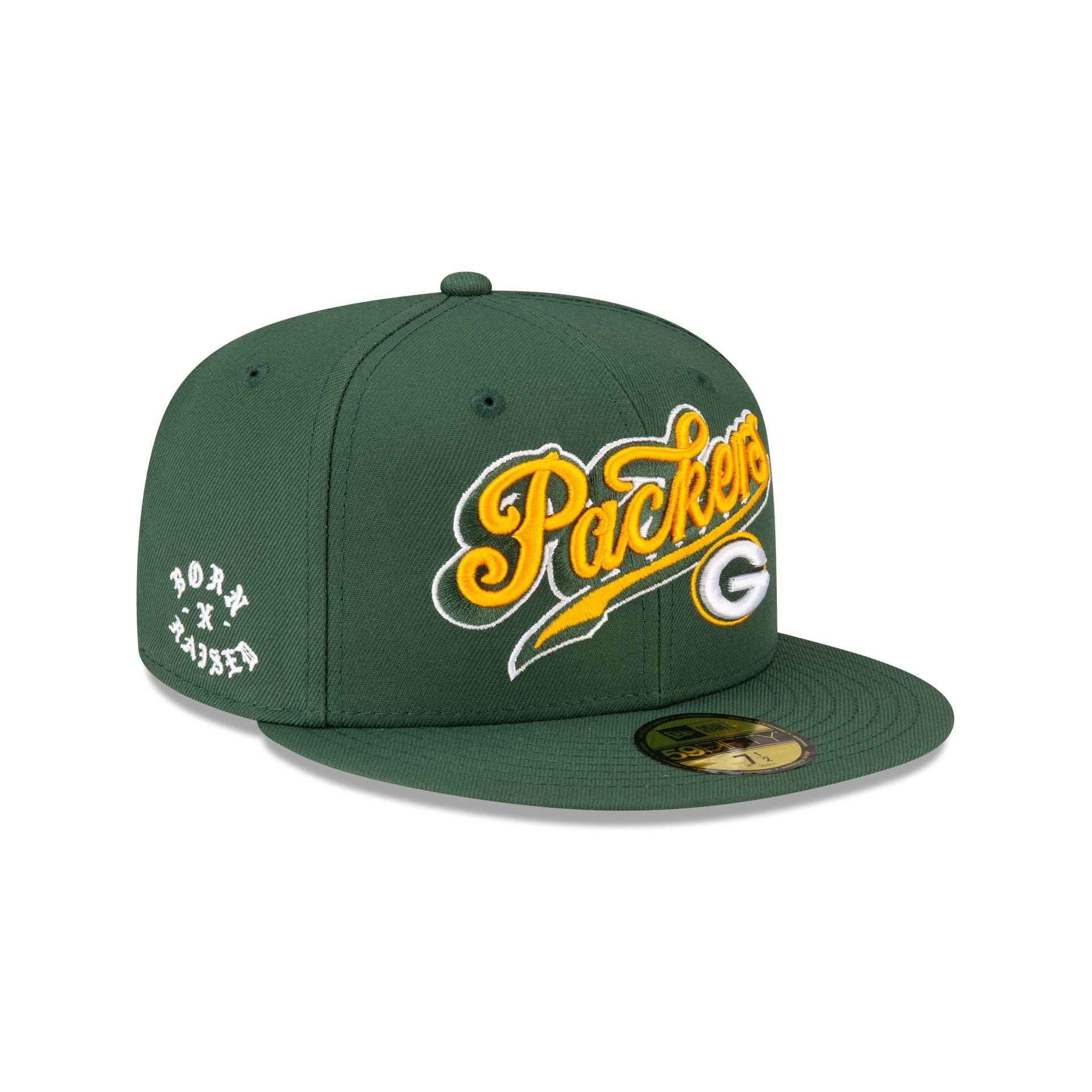 Born X Raised X Green Bay Packers Script 59Fifty Fitted Hat