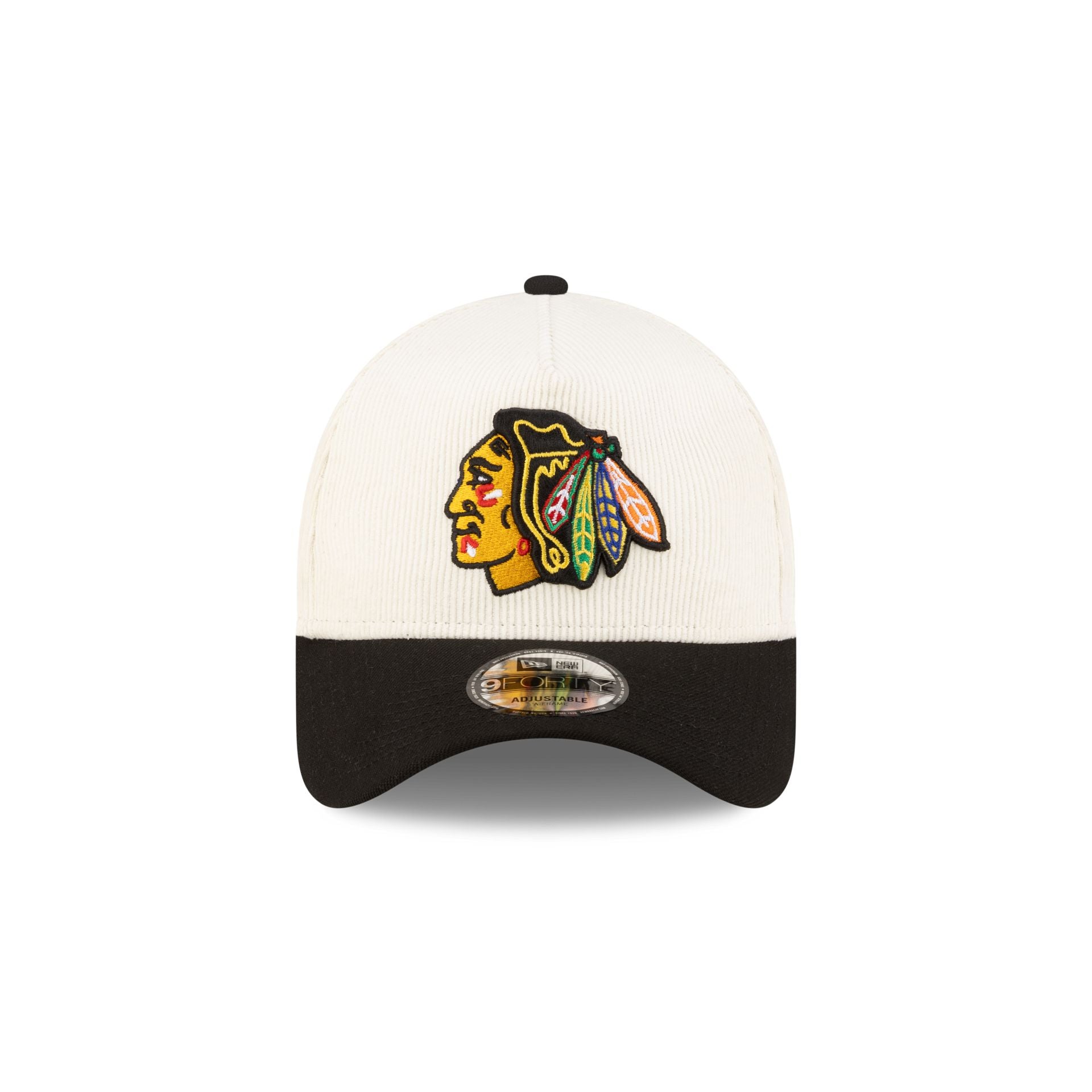 Alternative view of Chicago Blackhawks 100Th Anniversary Chrome Corduroy 9Forty A-Frame Snapback Hat