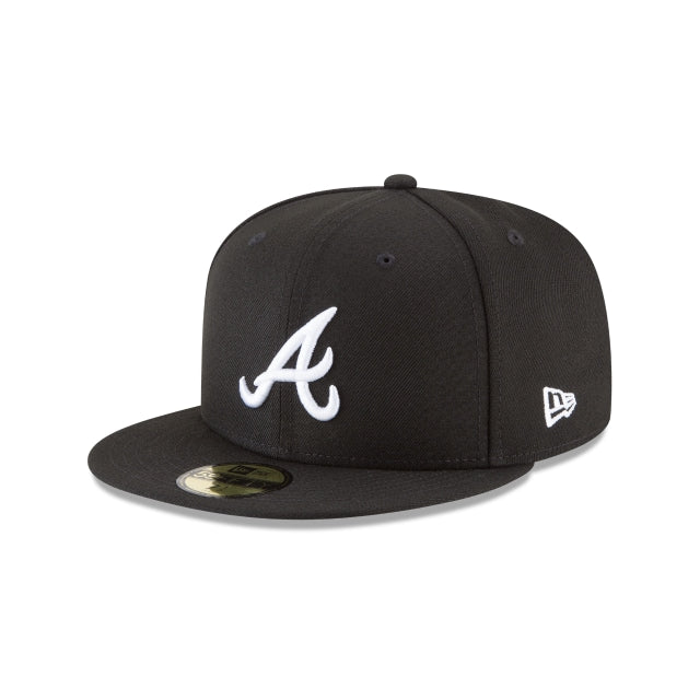 Atlanta Braves Black And White Basic 59Fifty Fitted Hat