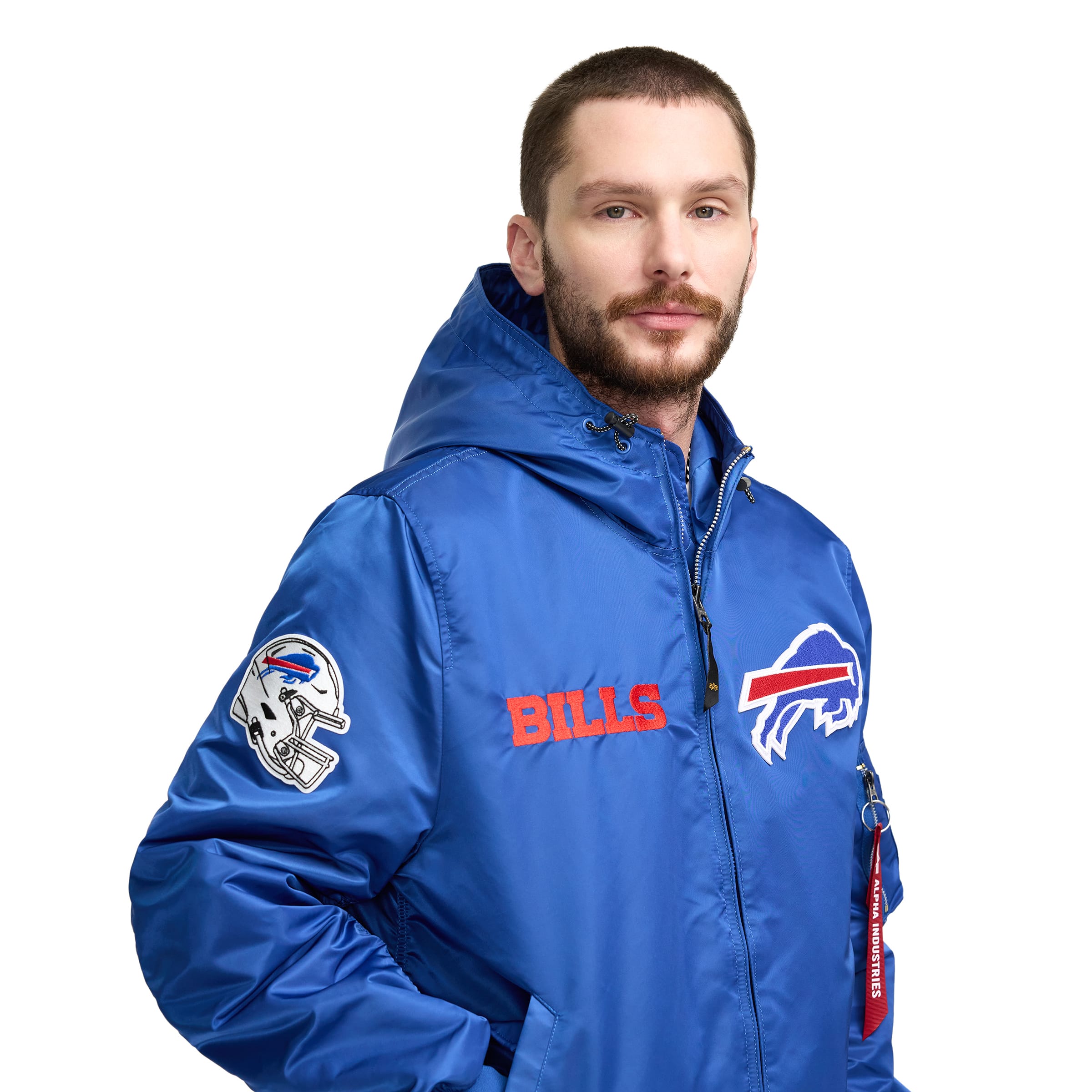 Alternative view of Alpha Industries X New York Jets L-2B Hooded Bomber Jacket