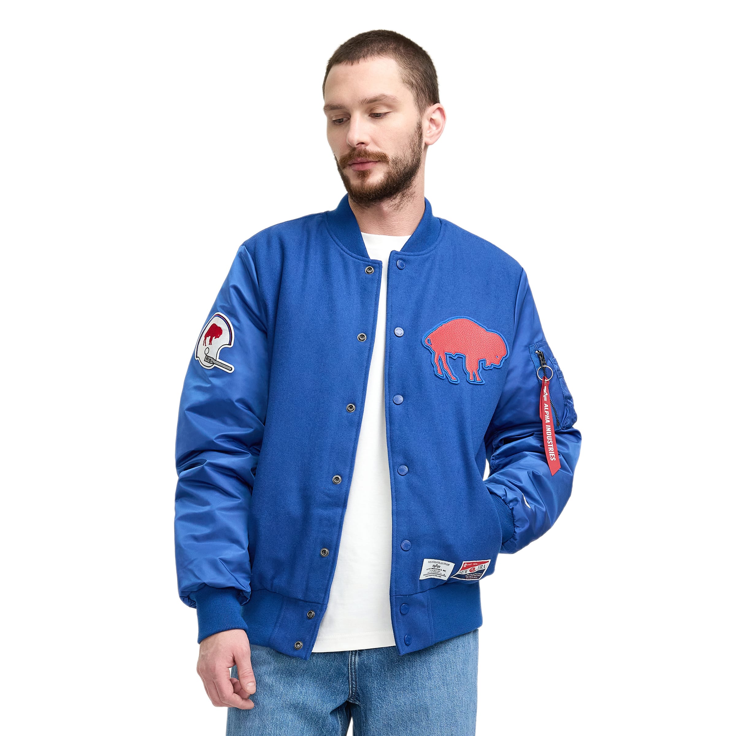 Alpha Industries X Buffalo Bills Historic Ma-1 Wool Varsity Jacket