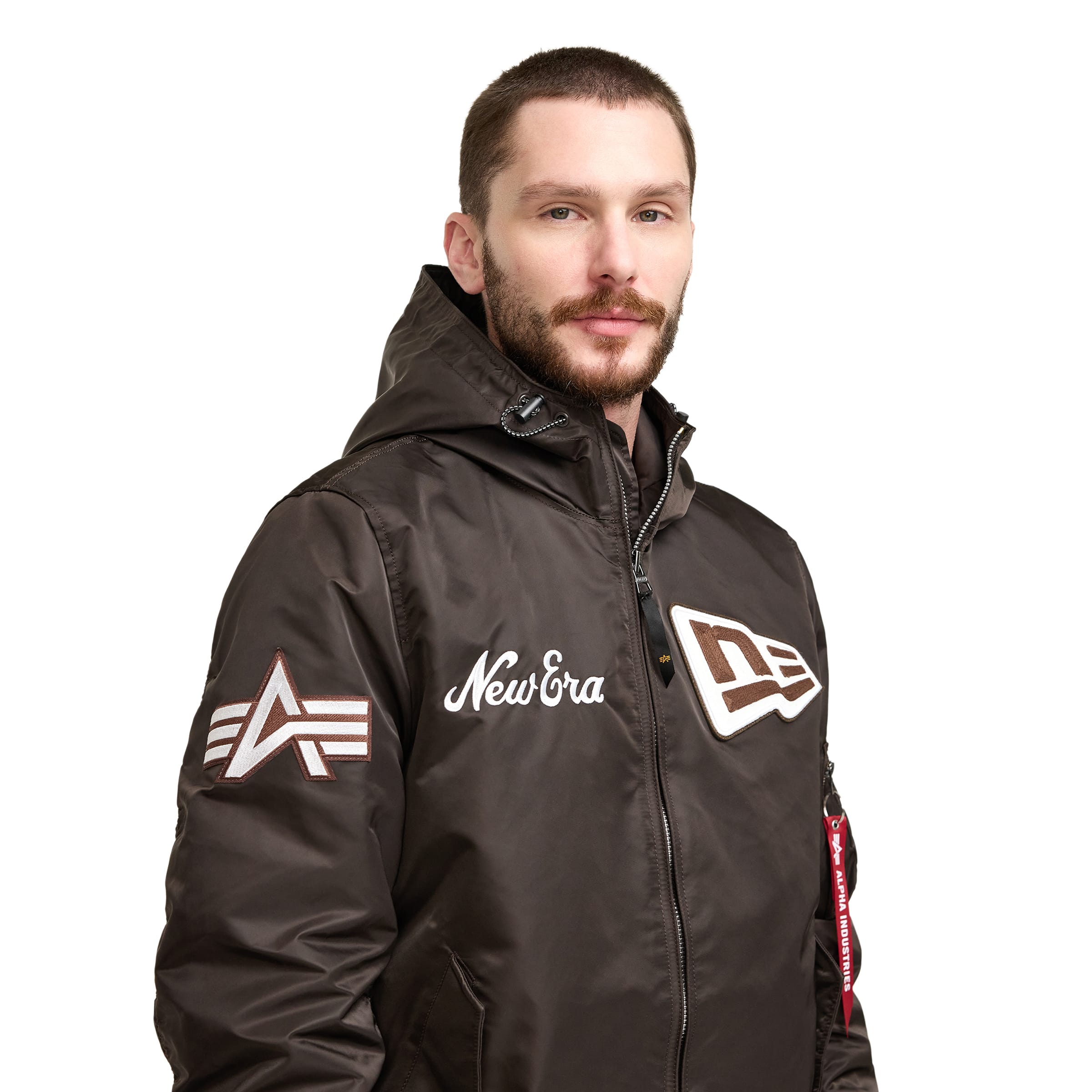 Alternative view of Alpha Industries X New Era Cap L-2B Hooded Bomber Green Jacket